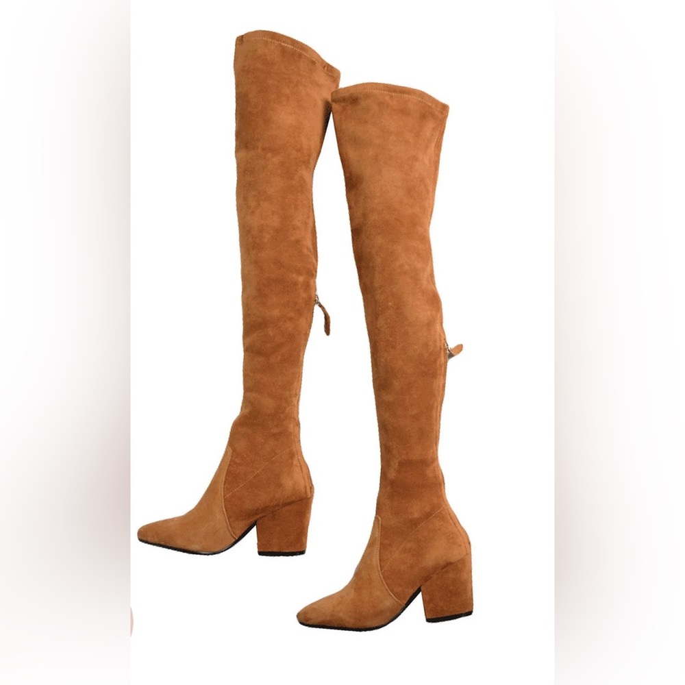 Goodnight Macaroon Marlo Tan Suede Over the Knee Boots Size 38 / 7.5-8M